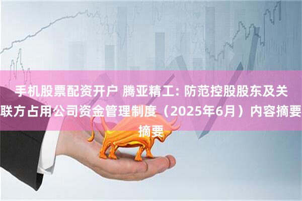 手机股票配资开户 腾亚精工: 防范控股股东及关联方占用公司资金管理制度（2025年6月）内容摘要