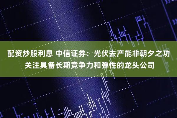 配资炒股利息 中信证券：光伏去产能非朝夕之功 关注具备长期竞争力和弹性的龙头公司